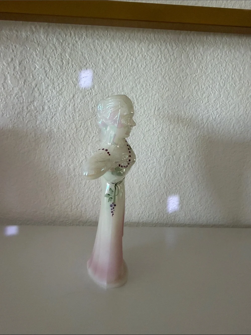 Fenton Pink and White Porcelain Ballerina Figurine with Floral Accents